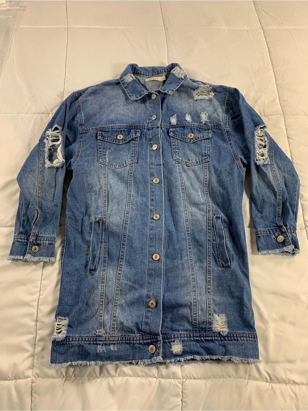 Pre loved IVIVI long denim jacket womens size S
